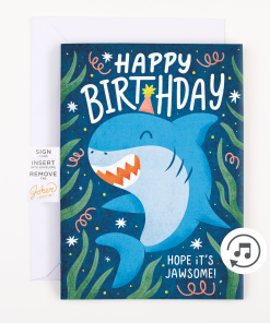 Endless Baby Shark Birthday Card with Glitter