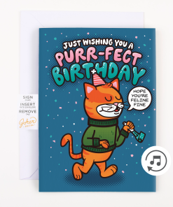 Endless Cool Cat Birthday Card with Glitter