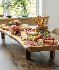 Live Edge Style Elevated Serving Board – Wooden Charcuterie & Centerpiece Tray
