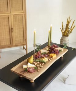 Raised Wood Serving Board – Handmade Charcuterie, Cheese, and Snack Display Tray